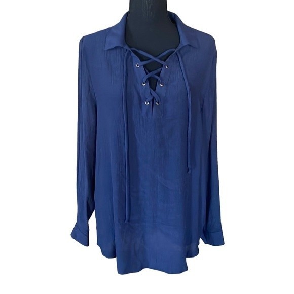 NWT staccato top navy neutral minimalist boho western beach lightweight - Picture 1 of 5